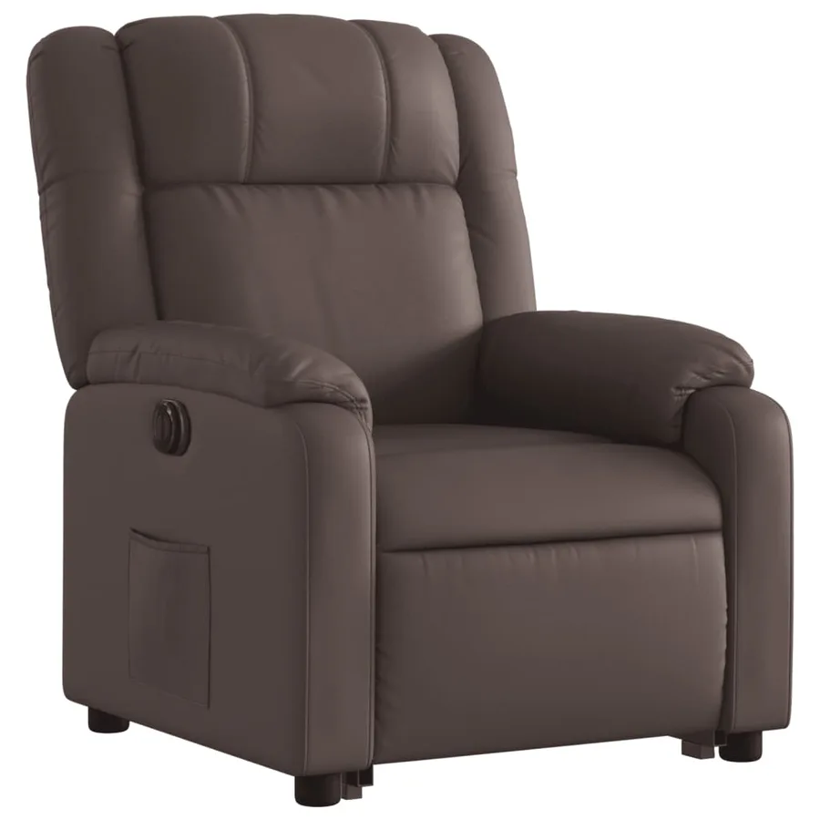 Fauteuil inclinable électrique marron similicuir - 4