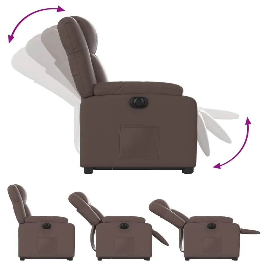 Fauteuil inclinable électrique marron similicuir - 7