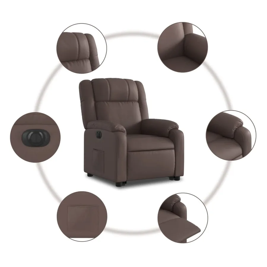 Fauteuil inclinable électrique marron similicuir - 8