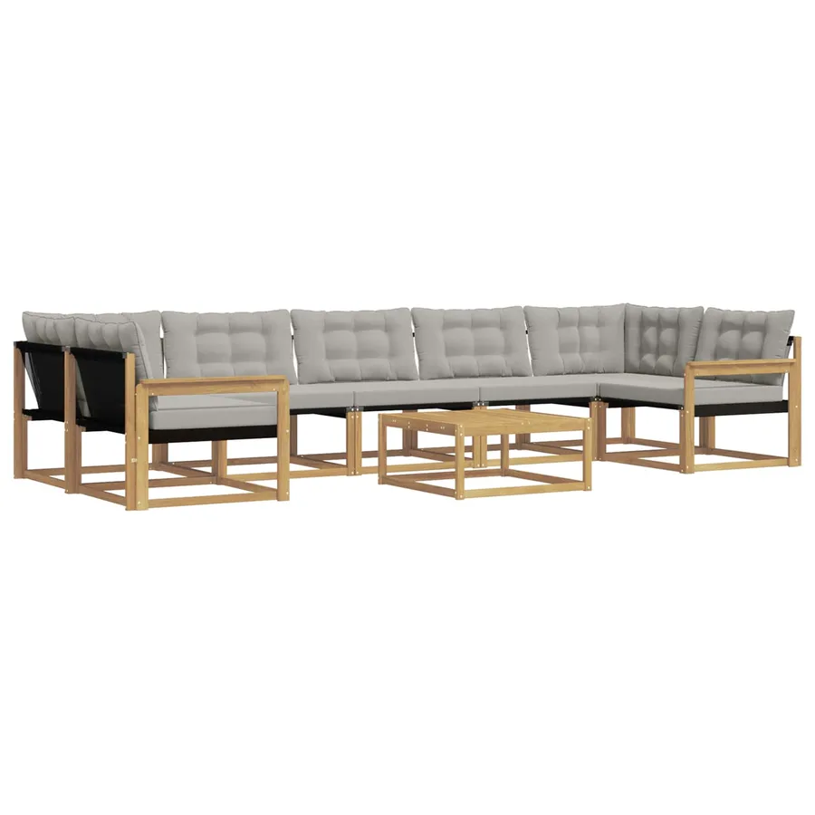 Ensemble de canapés d'extérieur 8 pcs Blanc et gris clair - 2
