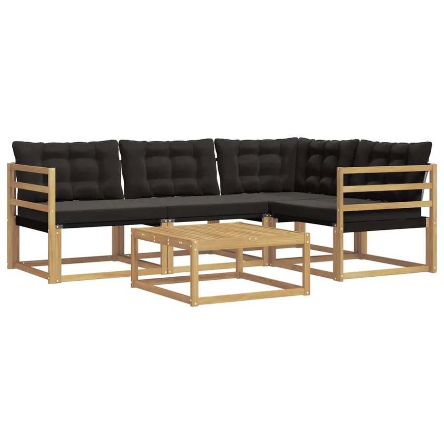 Ensemble de canapés d'extérieur 5 pcs Blanc et noir - 2