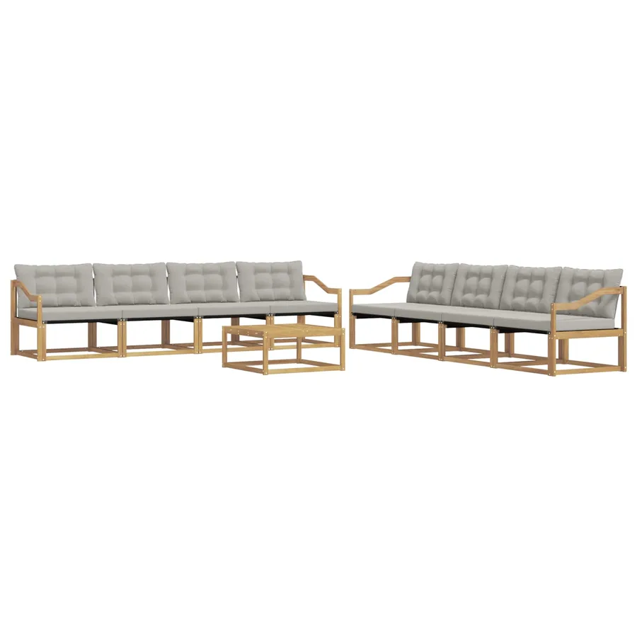 Ensemble de canapés d'extérieur 9 pcs Blanc et gris clair - 2