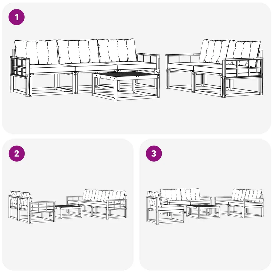 Ensemble de canapés d'extérieur 6 pcs Blanc et noir - 7