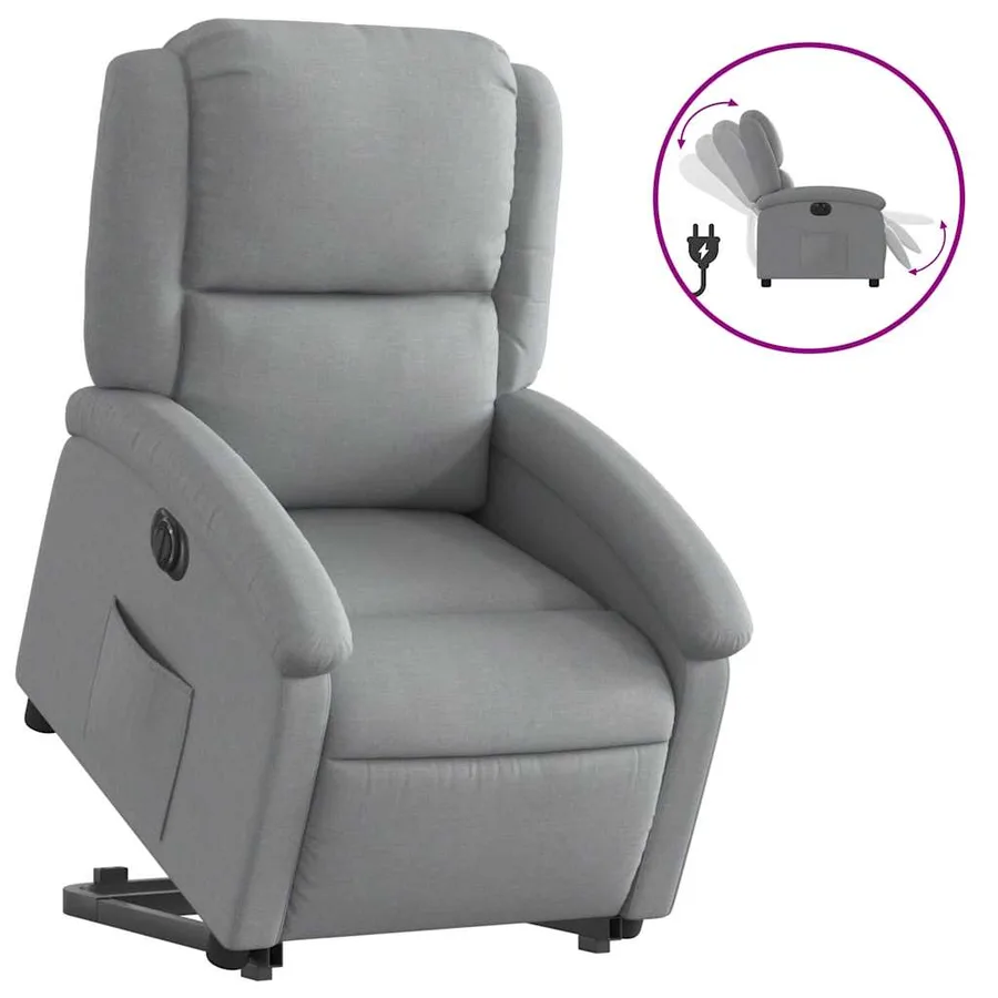 Fauteuil inclinable électrique gris clair tissu - 2
