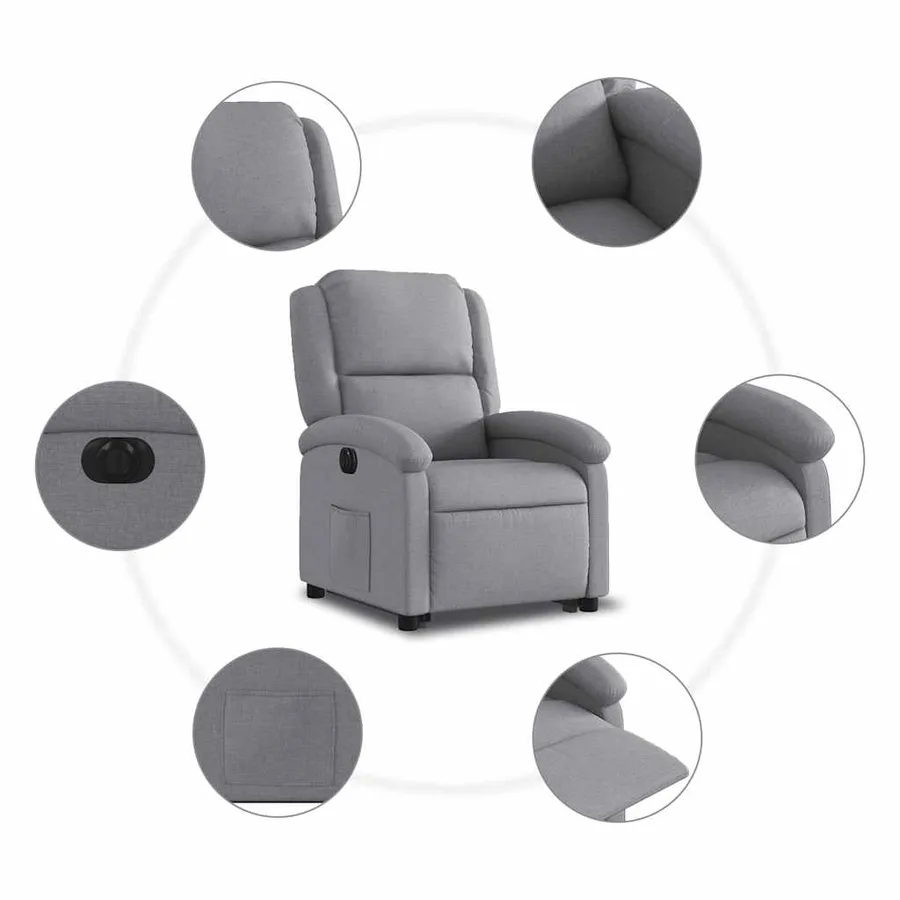 Fauteuil inclinable électrique gris clair tissu - 8