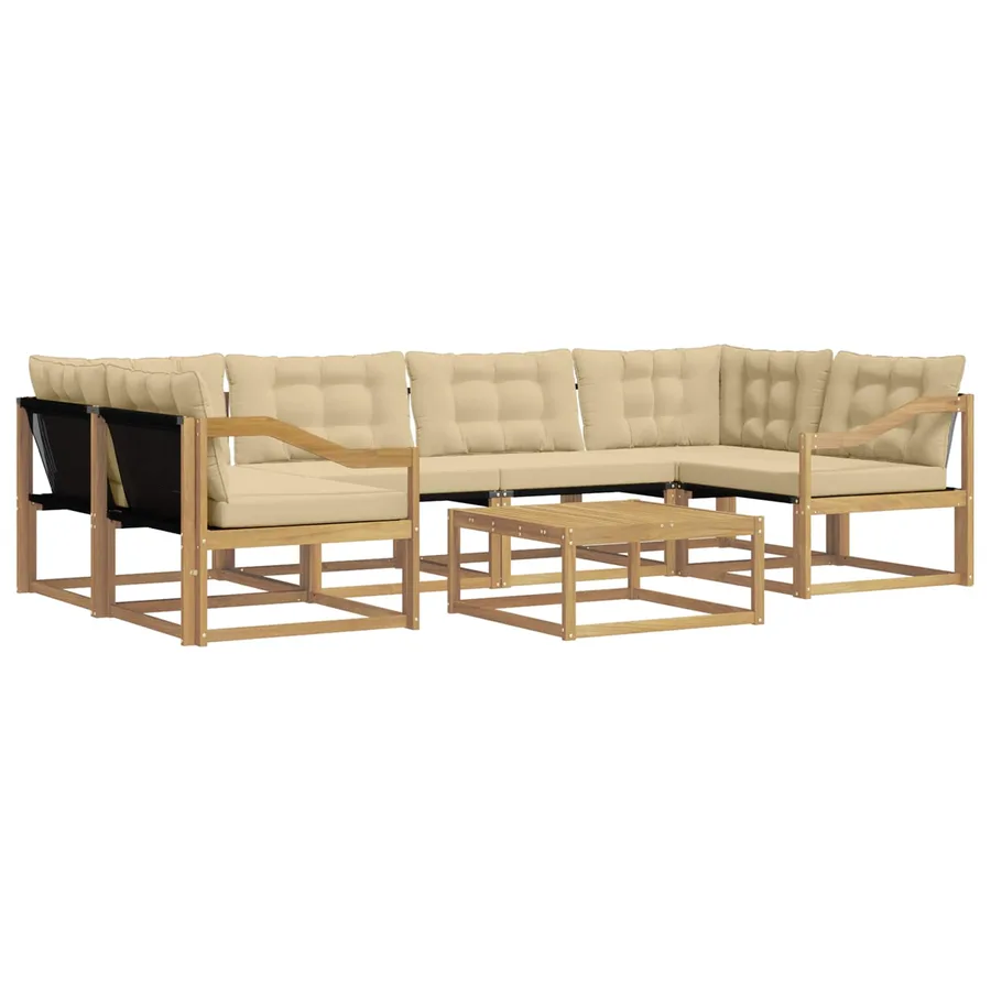 Ensemble de canapés d'extérieur 7 pcs Blanc et Beige - 2