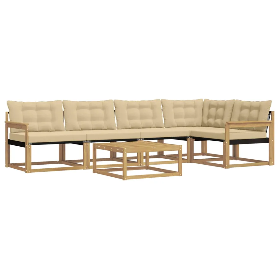 Ensemble de canapés d'extérieur 6 pcs Blanc et Beige - 2