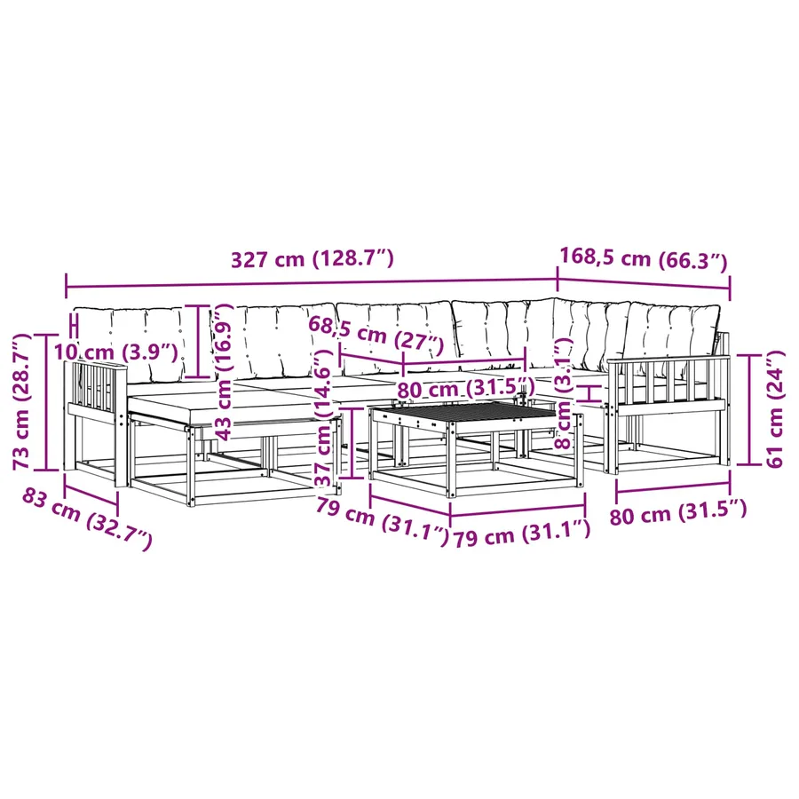 Ensemble de canapés d'extérieur 7 pcs Blanc et crème - 11