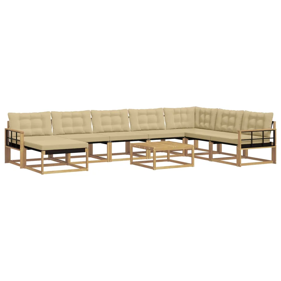 Ensemble de canapés d'extérieur 9 pcs Blanc et Beige - 2