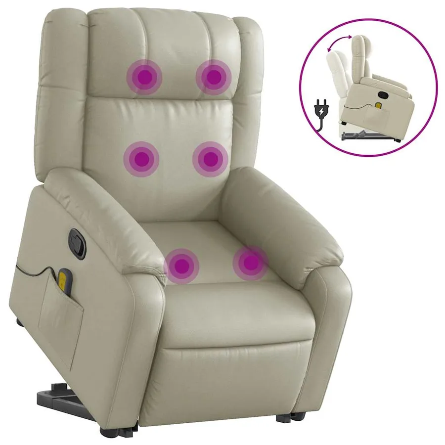 Fauteuil inclinable de massage Crème Similicuir - 2