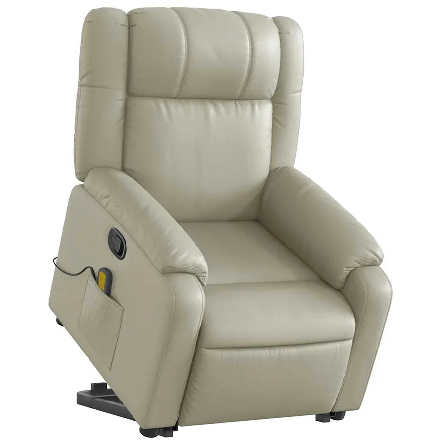 Fauteuil inclinable de massage Crème Similicuir - 3