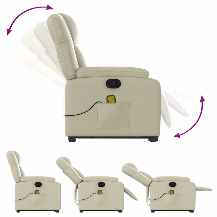 Fauteuil inclinable de massage Crème Similicuir - 7