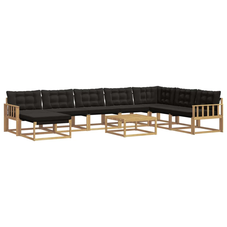 Ensemble de canapés d'extérieur 9 pcs Blanc et noir - 2