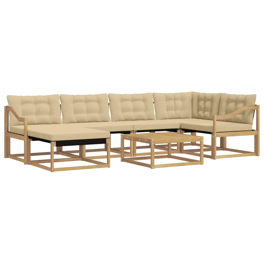 Ensemble de canapés d'extérieur 7 pcs Blanc et Beige - 2