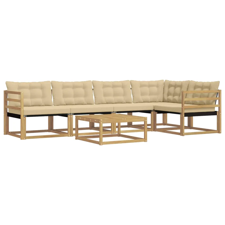 Ensemble de canapés d'extérieur 6 pcs Blanc et Beige - 2
