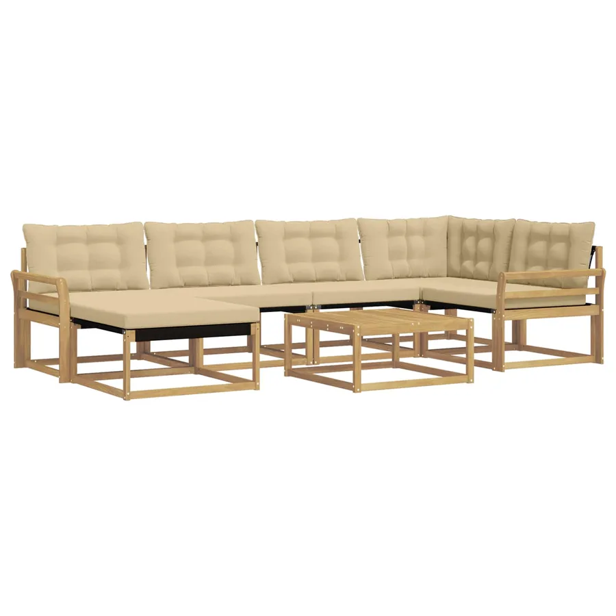 Ensemble de canapés d'extérieur 7 pcs Blanc et Beige - 2