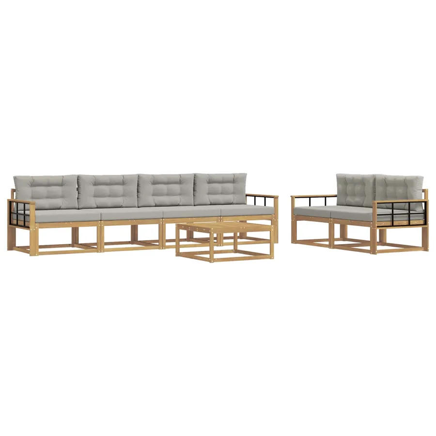 Ensemble de canapés d'extérieur 6 pcs Blanc et gris clair - 2