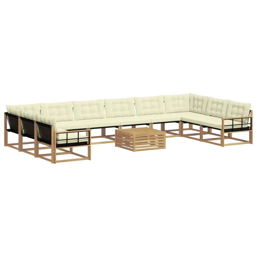 Ensemble de canapés d'extérieur 11 pcs Blanc et crème - 2