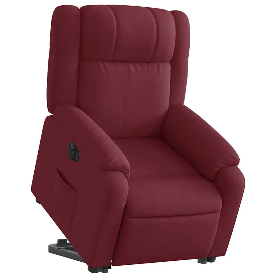 Fauteuil inclinable électrique rouge bordeaux tissu - 3