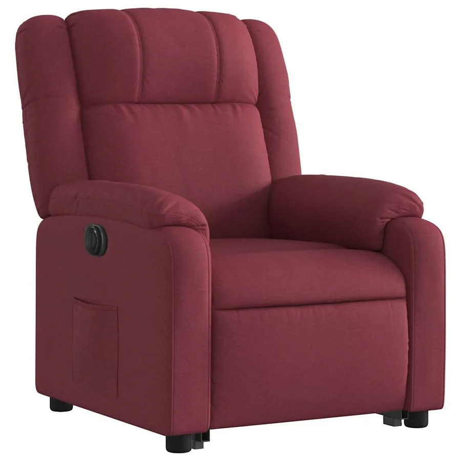 Fauteuil inclinable électrique rouge bordeaux tissu - 4
