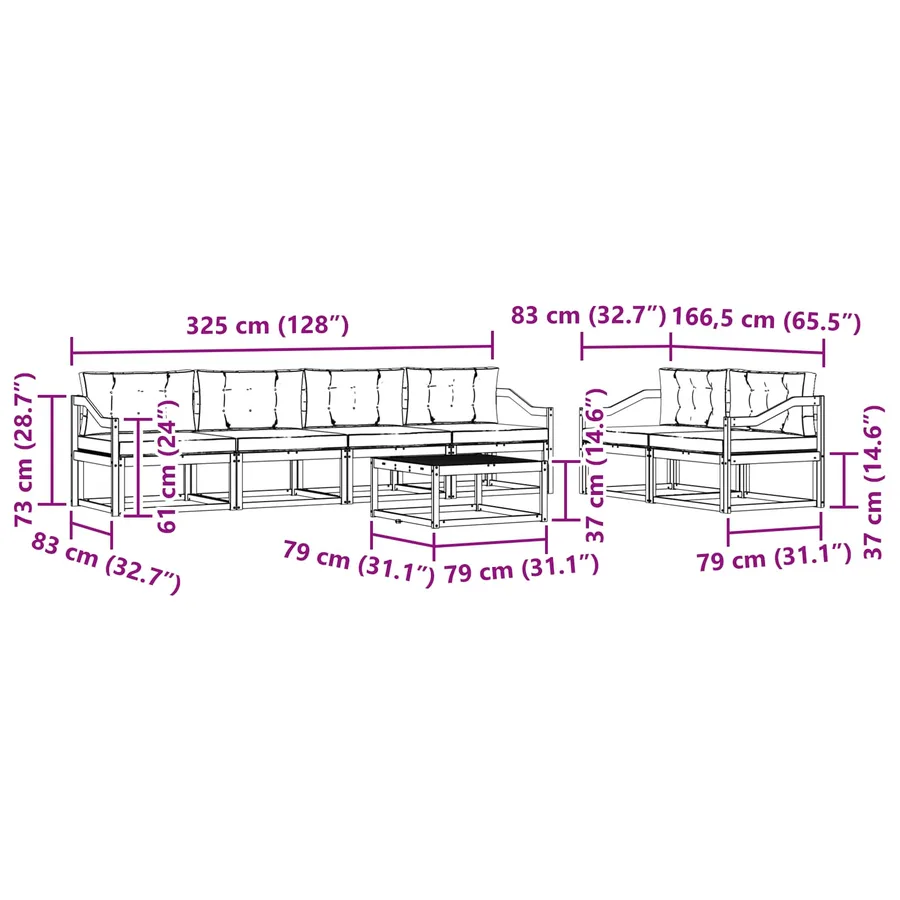 Ensemble de canapés d'extérieur 6 pcs Blanc et anthracite - 7