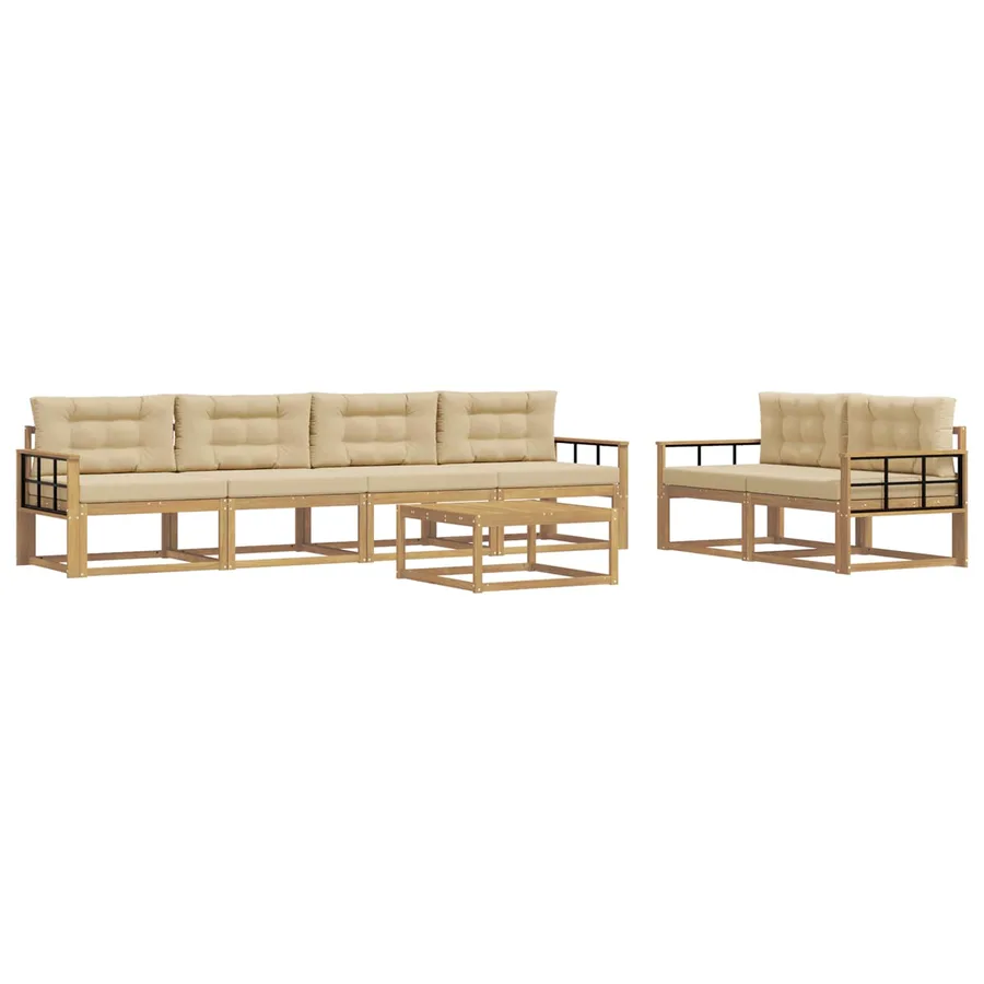 Ensemble de canapés d'extérieur 6 pcs Blanc et Beige - 2