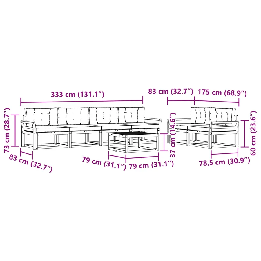 Ensemble de canapés d'extérieur 6 pcs Blanc et anthracite - 7