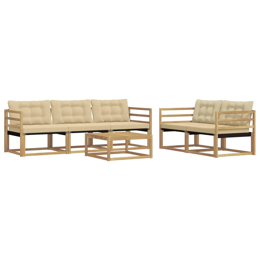 Ensemble de canapés d'extérieur 6 pcs Blanc et Beige - 2