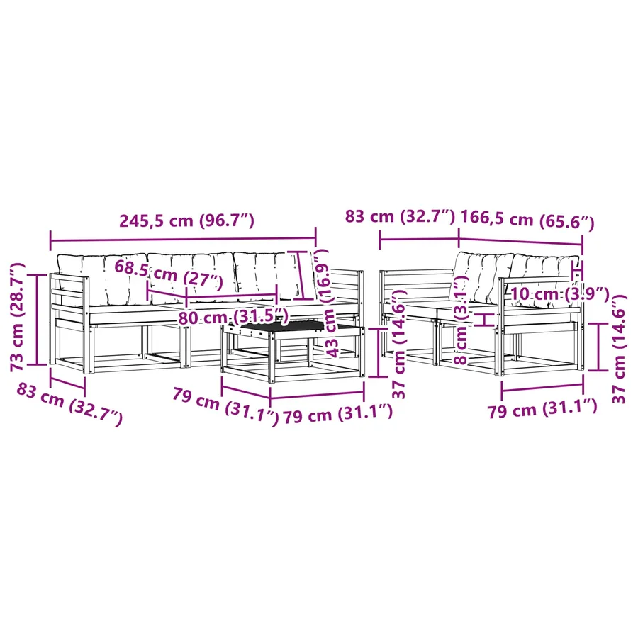 Ensemble de canapés d'extérieur 6 pcs Blanc et Beige - 8