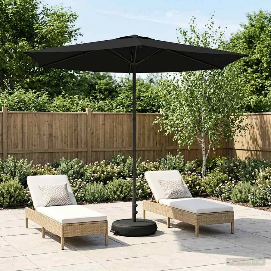 Parasol de jardin avec base 270 x 270 cm Polyester