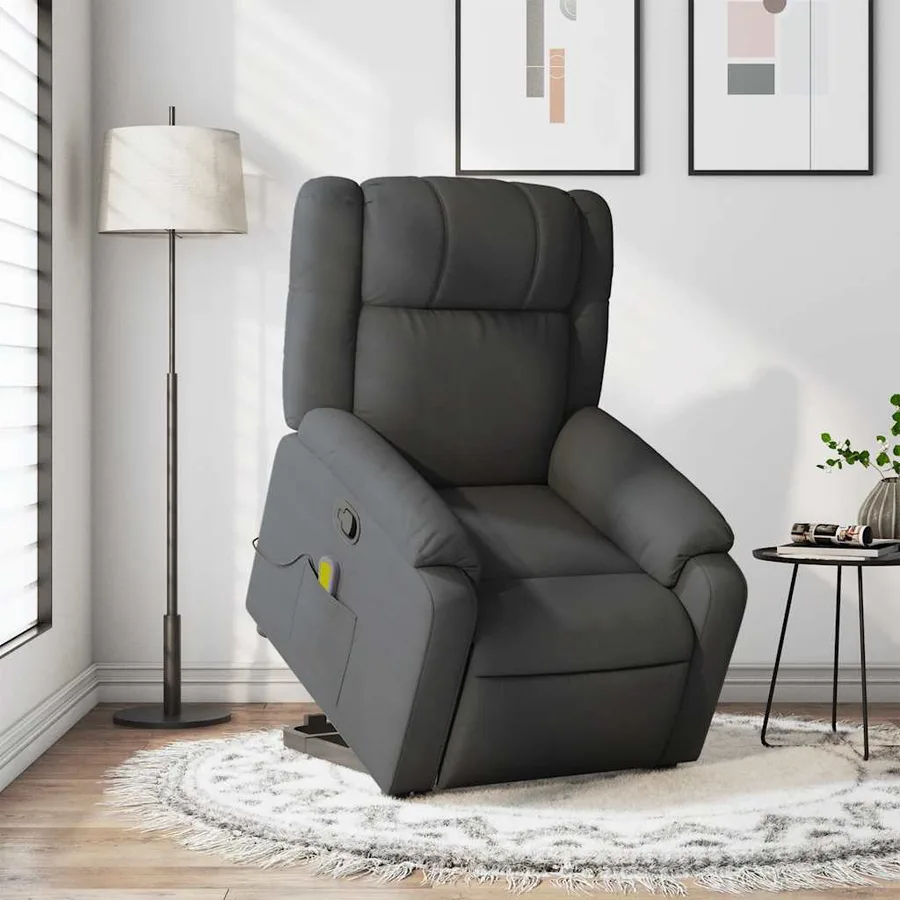 Fauteuil de massage inclinable Gris foncé Tissu - 15