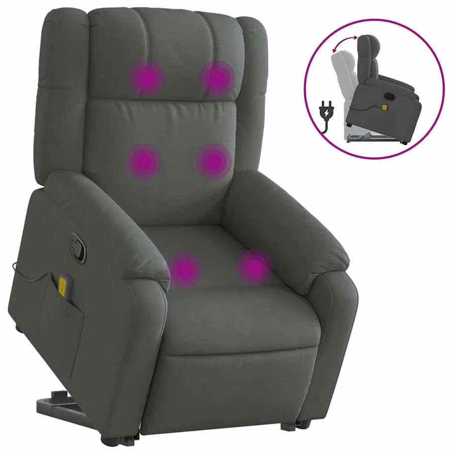 Fauteuil de massage inclinable Gris foncé Tissu - 2