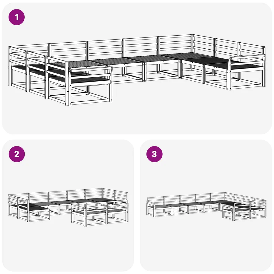 Ensemble de canapés d'extérieur 9 pcs Blanc 404 x 247,5 x 73 cm - 6