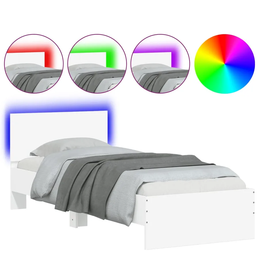 Cadre de lit sans matelas avec lumières LED blanc 90x200 cm - 2
