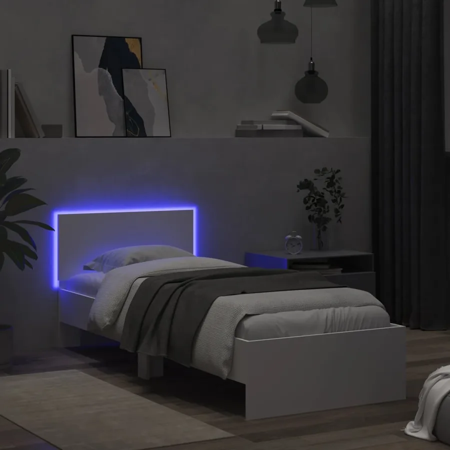 Cadre de lit sans matelas avec lumières LED blanc 90x200 cm - 4