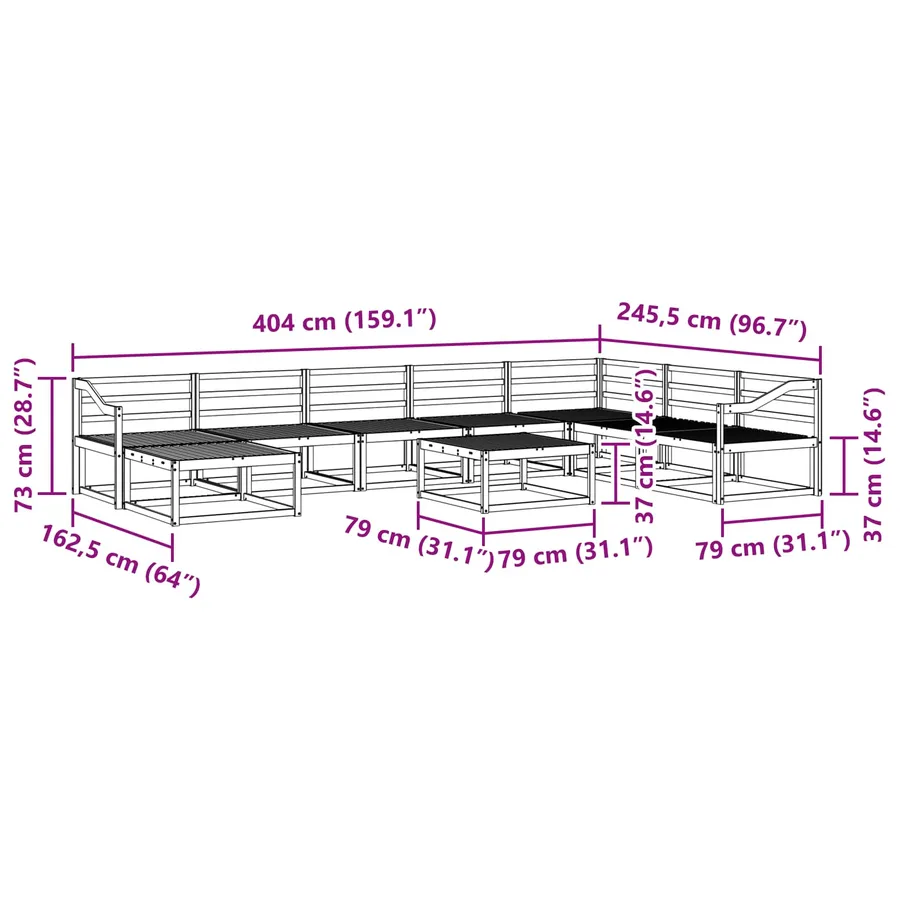 Ensemble de canapés d'extérieur 9 pcs Blanc - 9