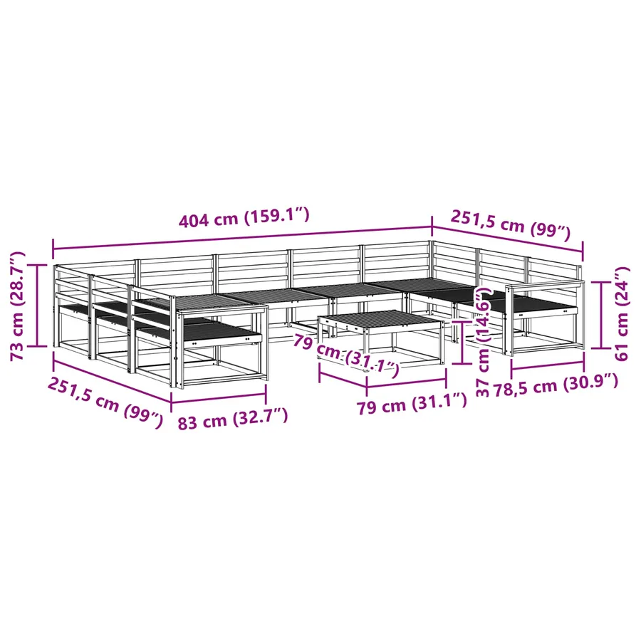 Ensemble de canapés d'extérieur 10 pcs Blanc - 9