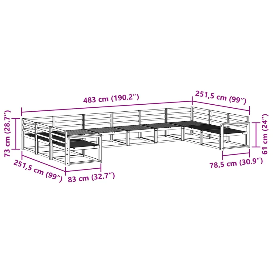 Ensemble de canapés d'extérieur 10 pcs Blanc - 7