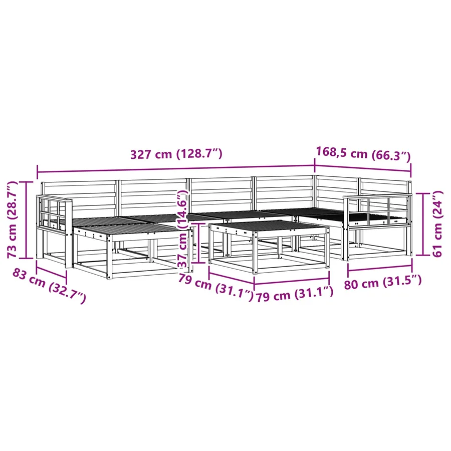 Ensemble de canapés d'extérieur 7 pcs Blanc - 9