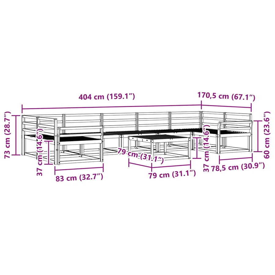 Ensemble de canapés d'extérieur 8 pcs Blanc - 8