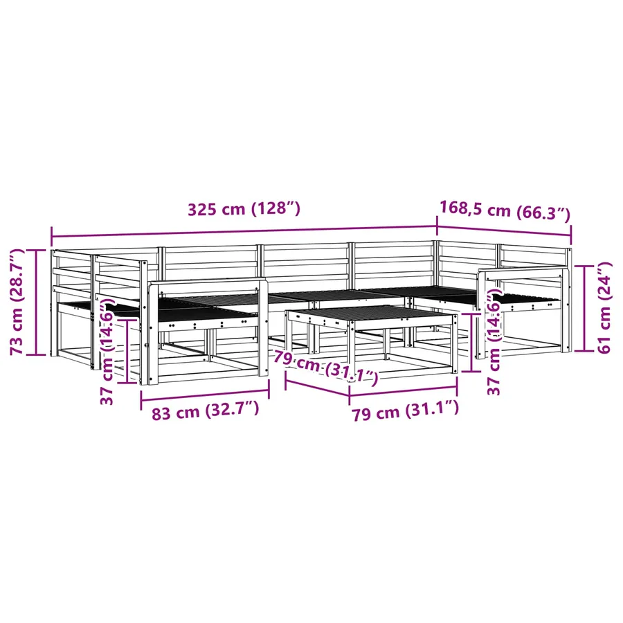 Ensemble de canapés d'extérieur 7 pcs Blanc - 8