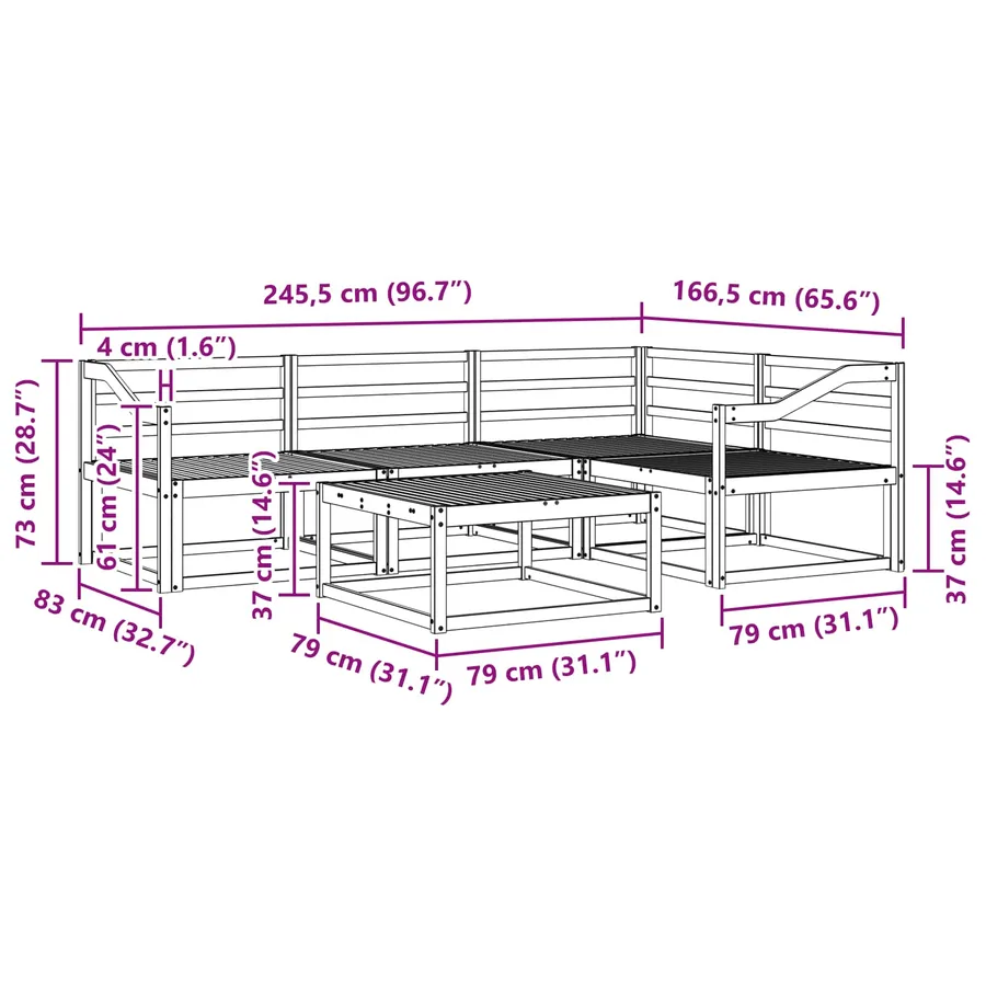 Ensemble de canapés d'extérieur 5 pcs Blanc 79 x 79 x 37 cm - 8