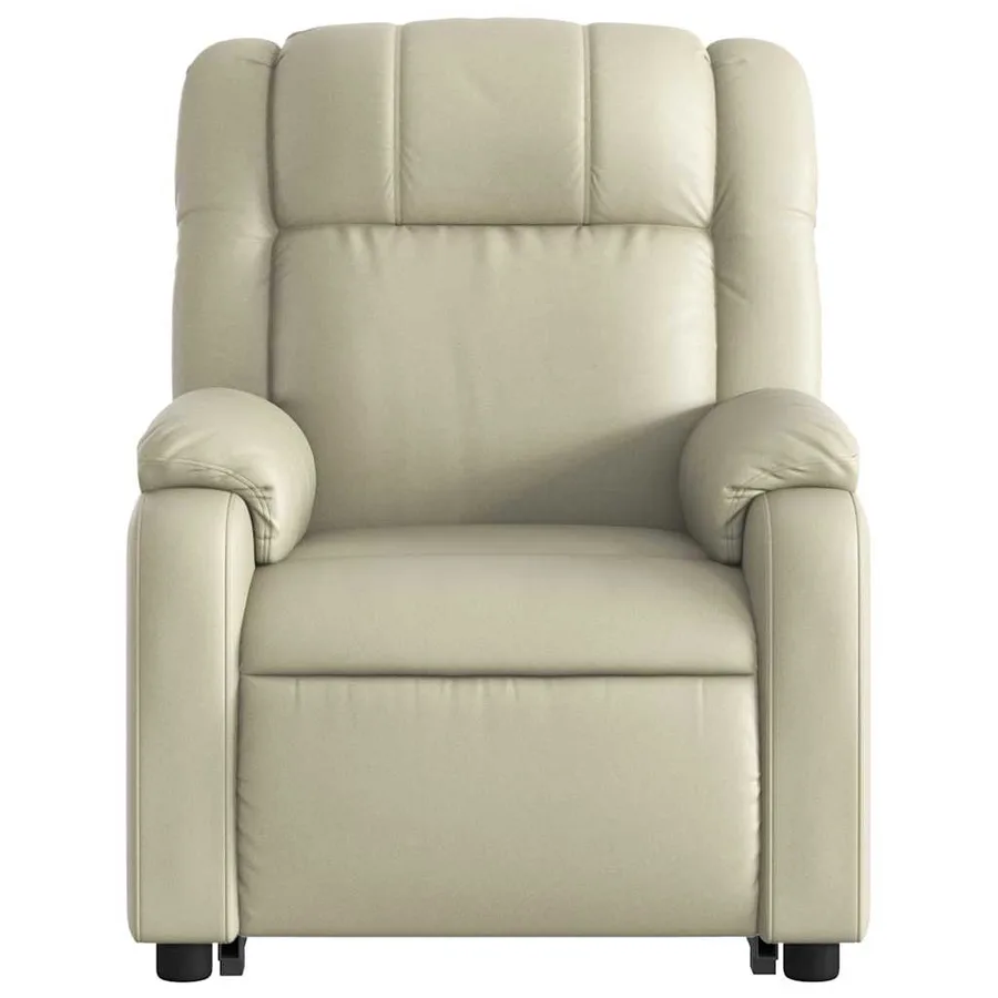 Fauteuil inclinable de massage électrique crème similicuir - 9