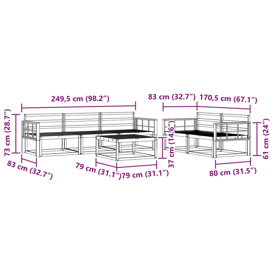 Ensemble de canapés d'extérieur 6 pcs Blanc - 8