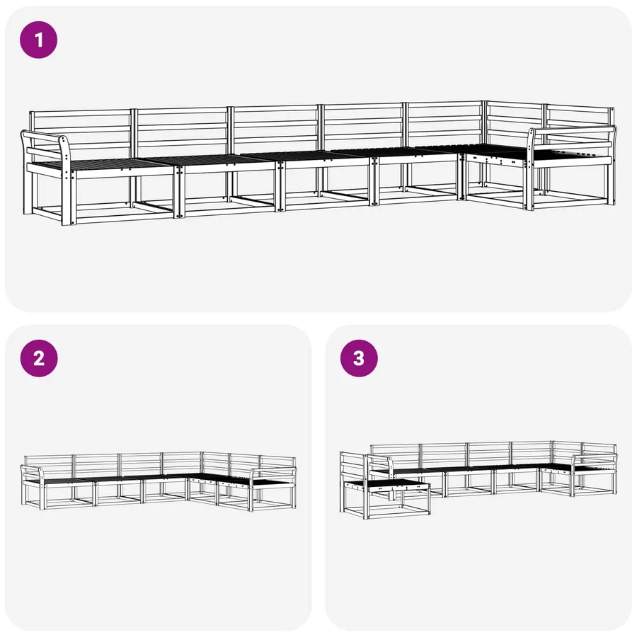 Ensemble de canapés d'extérieur 6 pcs Blanc 408 x 170,5 x 73 cm - 6