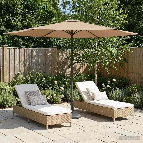 Parasol de jardin 300 x 300 cm Polyester Rectangulaire Taupe