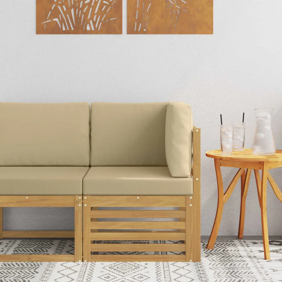 Canapé d'angle extérieur Bois d'Acacia Massif Blanc