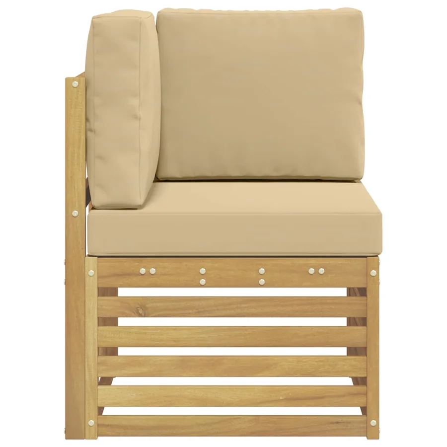 Canapé d'angle extérieur Bois d'Acacia Massif Blanc - 4