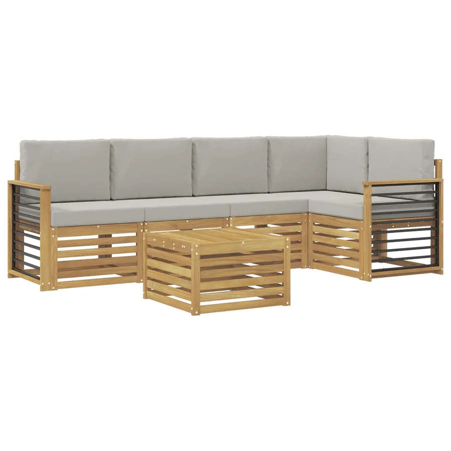 Ensemble de canapés d'extérieur 6 pcs Blanc et gris clair - 2