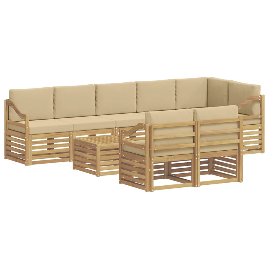 Ensemble de canapés d'extérieur 9 pcs Blanc et Beige - 2